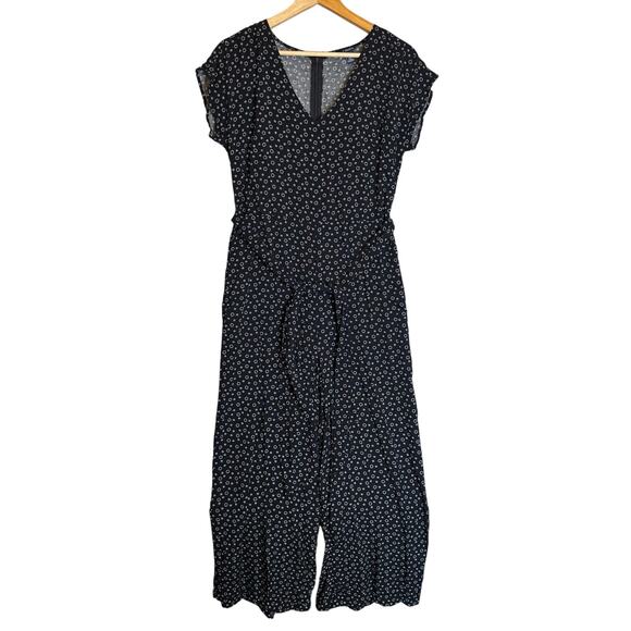 Chaps Jumpsuit Women’s Size 4 Viscose Navy Blue Lightweight Wide Leg Boho Casual - Picture 1 of 14